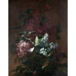 William Mussil (1826 - 1906) Flieder und Schmetterlinge