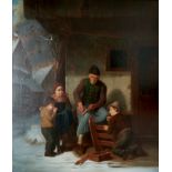 Hanno Rhomberg, Zuschreibung (1820 München - 1864 Walchsee bei Kufstein) Großvater mit Kindern im Wi