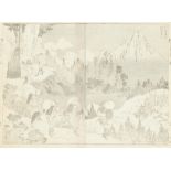 Katsushika Hokusai (1760 Warigesui, Honjo - 1849 Asakusa, Edo) 2 Doppelblätter aus "Fugaku Hyakkei"