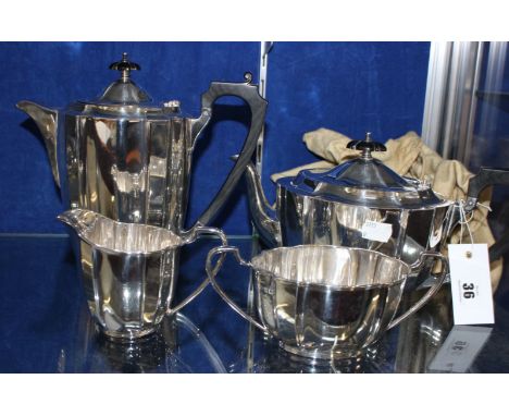 A 1930s silver four piece tea service, Birmingham 1934, 55.4troy oz. approx. (in total)
