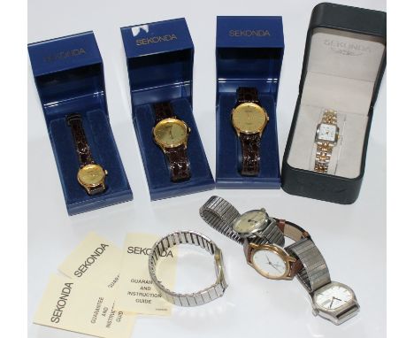 Sekonda Quartz Watches, two ladies and two gentleman's, a gents Rotary stainless steel wrist watch a stainless steel Avia wat