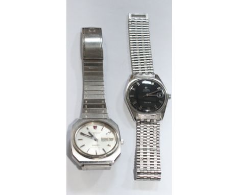 A Gentleman's stainless steel Omega Constellation Chronometer wristwatch, Megasonic 720 Hz, case no. C228 and another wristwa