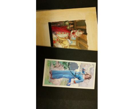 Cigarette & Trade Cards - ARTWORK, selection of original watercolour drawings, from or of card designs, on original artists b