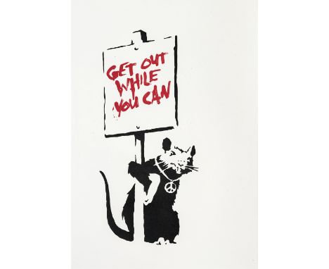 Banksy (British b.1974), 'Get Out While You Can (Red)', 2004, screen print in colours on wove paper, numbered from an edition