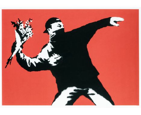 Banksy (British b.1974), 'Love Is In The Air', 2003, screen print in colours on wove paper, numbered from an edition of 500 i