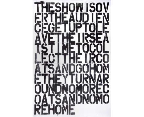 Christopher Wool &amp; Felix Gonzalez-Torres (Collaboration), ‘untitled (The Show Is Over)’, 1993, offset lithograph on paper