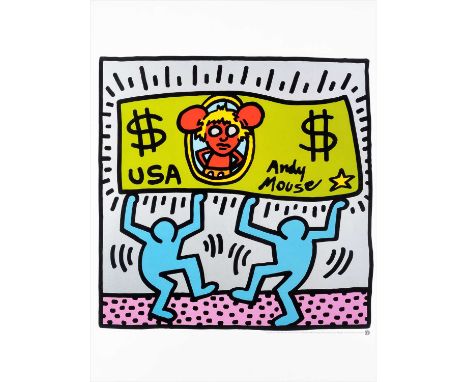 Keith Haring (American 1958-1990), ‘Andy Mouse’, 1986, offset lithograph in colours, published by The Estate of Keith Haring;