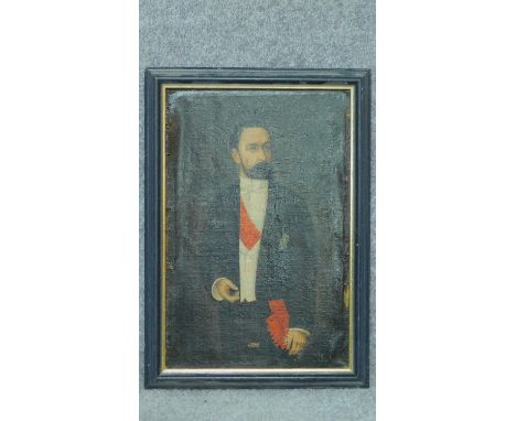 A 19th century oil on canvas, portrait of a gentleman, signed Britsch. 46x32cm 