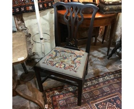 An oak tripod table, 51 cm wide, a dining chair, a low chair, and an ashtray stand (4) 