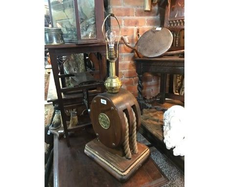 A pottery table lamp, 68 cm high over shade 