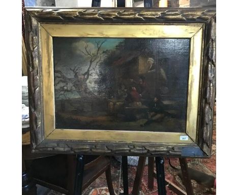 English school, The Ship Inn, with revellers outside, oil on panel, 45 x 65 cm 