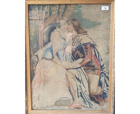 A Victorian Berlin work style needlework panel, the proposal, 59 x 44 cm 