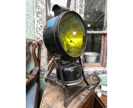 A lamp, adapted from a Tilley lamp, on a stand, 76 cm high 