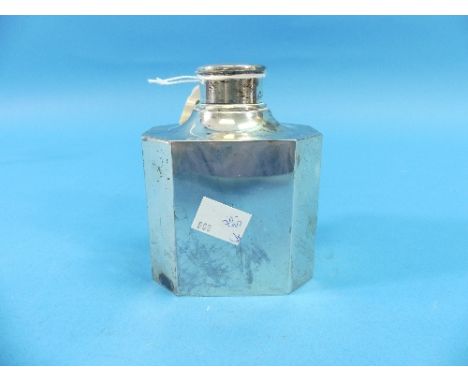 A George V silver Tea Caddy, by William Comyns &amp; Sons Ltd., hallmarked London, 1929, of plain octagonal form, with remova