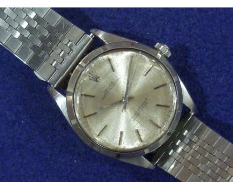 Rolex: A gentleman's stainless steel autotomatic Oyster Perpetual Chronometer wristwatch, the silvered dial with baton marker