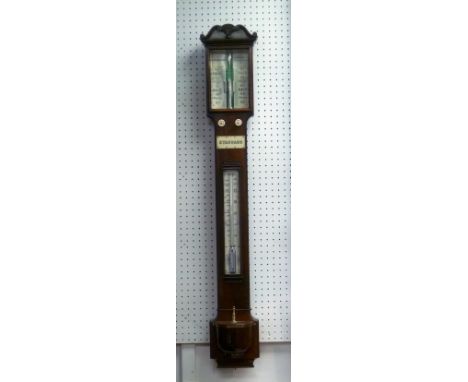 A Victorian mahogany 'Standard' Stick Barometer, by D. McGregor &amp; Co. Glasgow &amp; Greenock, with turned urn shaped cove