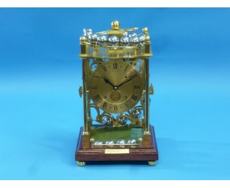 A Harding &amp; Bazeley limited edition Spherical Weight Clock, the silvered chapter ring with Roman numerals, in a posted fr
