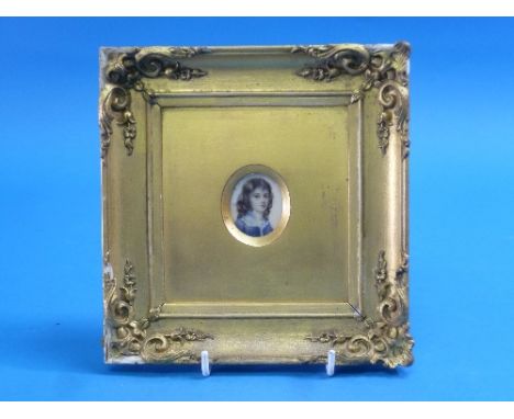 An early 19thC Portrait Miniature of a young boy, in a giltwood frame, together with two portraits miniatures depicting Victo
