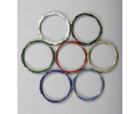 SEVEN VARIOUS CLOISONNE ENAMEL BANGLES.