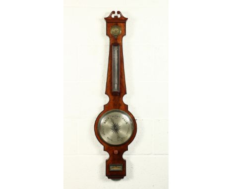 A GEORGE III MAHOGANY WHEEL BAROMETER by KEMP &amp; CO., EDINBURGH. 40ins high.