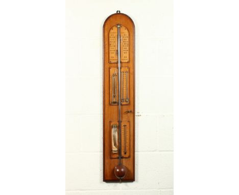 AN UNUSUAL VICTORIAN MAHOGANY AND BOXWOOD MULTI-FUNCTION BAROMETER, THERMOMETER, ETC., by S. &amp; B. SOLOMONS, LONDON, with 