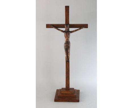 A FOLK ART WOODEN CRUCIFIX. 22ins high.