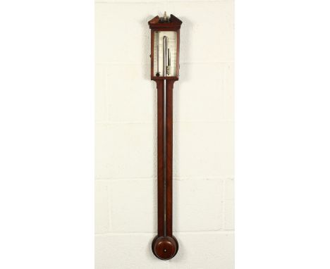 A GEORGE III MAHOGANY STICK BAROMETER by J. PREDARI, MANCHESTER. 23ins long.
