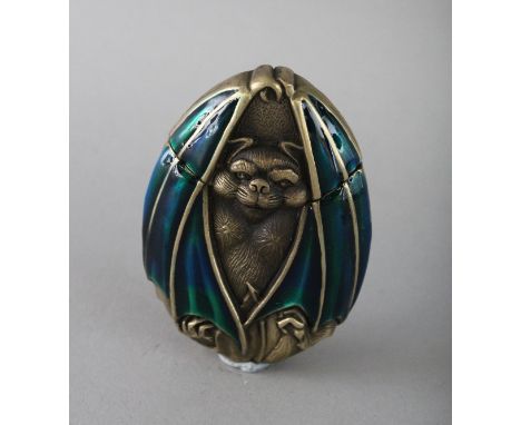 A BRASS AND ENAMEL BAT VESTA. 2.5ins.