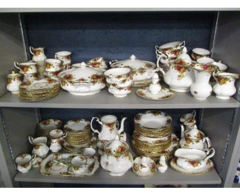 An extensive Royal Albert Old Country Roses pattern tea, coffee and dinner service to include teapots, two tureens, a coffee 