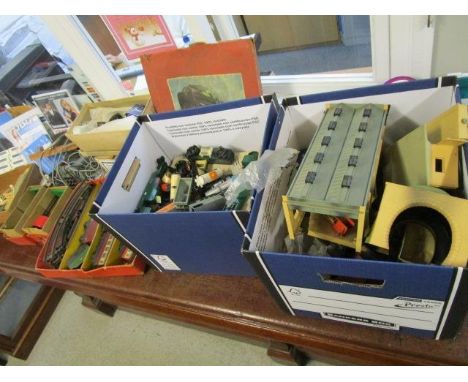 A Hornby boxed tin plate Type 30 engine, carriages, rolling stock, track and station, along with various other accessories 