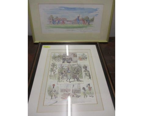 Two cricket related prints to include an Alan Igglesden signed print 