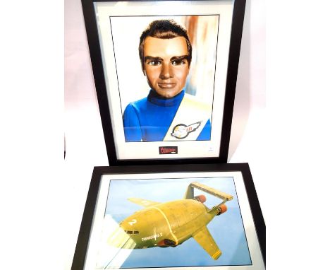Pair of framed Thunderbird related prints; Thunderbirds 2 and Tracey, P&amp;P Group 2 (£18+VAT for the first lot and £3+VAT f