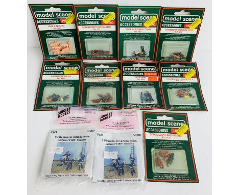 9x Model Scene OO Gauge Figure Packs &amp; 2x Langley Models Firemen Figure Packs - All in Blister Packs / Packets. P&amp;P G