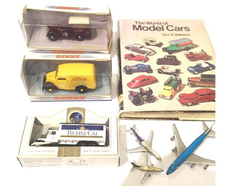 Dinky DY8 Commer Van Vitalin, Dinky DY4 Ford van Vitalin plus, Lledo van, aircraft x3 and World of Model cars book. P&amp;P G