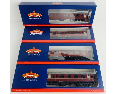 4x Bachmann OO Gauge Coaches All Boxed - To Include: 39-076F, 39-051G, 2x 39-026G. P&amp;P Group 2 (£18+VAT for the first lot