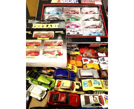 Approximately 50 diecast vehicles including Corgi and Matchbox etc, all play worn and a set of twelve boxed Nascar cars and f