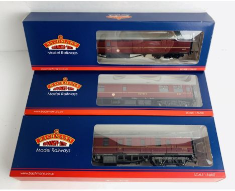 3x Bachmann OO Gauge Coaches All Boxed - To Include: 34-654C, 39-261A, 39-176F. P&amp;P Group 2 (£18+VAT for the first lot an