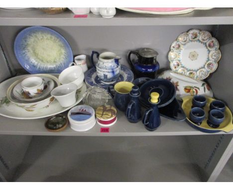 Miscellaneous china and glass to include Royal Worcester, Evesham, a late 20th century paste pot, Denby tableware in navy  an