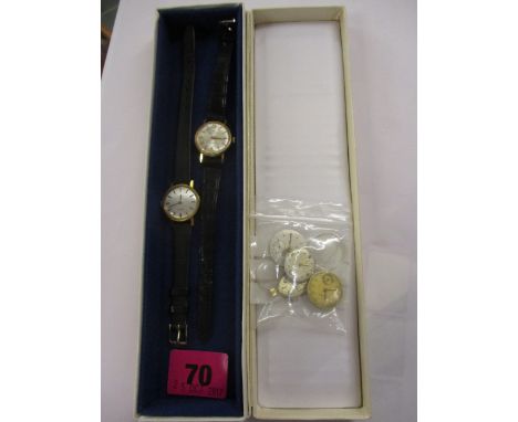 A Tissot ladies dress watch with a black leather strap and a Baldin watch and miscellaneous dials