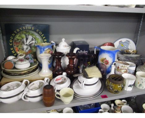A mixed lot of ceramics, glassware and ornaments to include Spode, together with silver plated spoons and cutlery