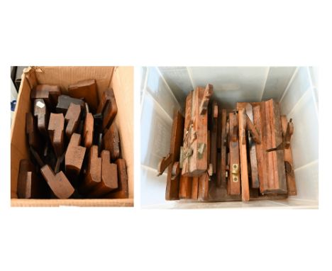 Two boxes of vintage moulding planes 