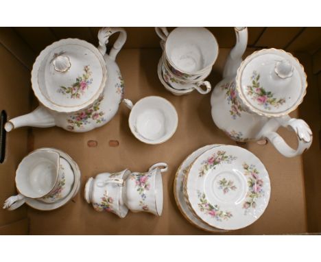 A Royal Albert 'Moss Rose' tea/coffee service for six (saucers seconds) (box)No damage visible to naked eye in good light