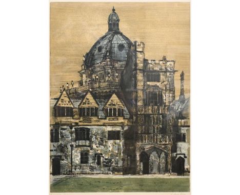 Richard Beer - 'Brasenose' Oxford, ltd ed coloured etching numbered 11/100, pencil signed, 58 x 42 cm