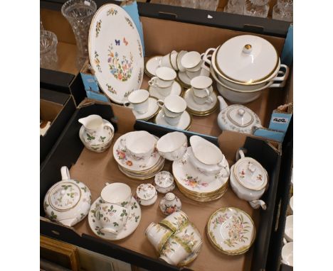 A Royal Crown Derby 'Derby Posies' 'tea for two' teapot, ten tea plates, eight saucers, a ten cup and a milk jug and sugar ba