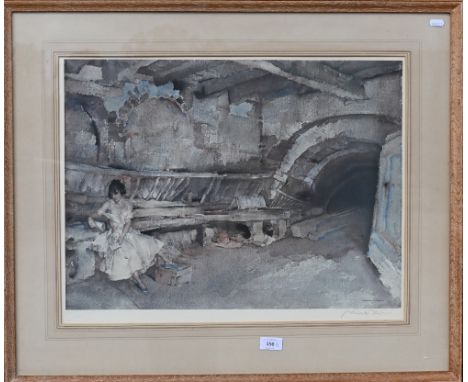 W Russell Flint - Secret retreat lithograph, pencil signed, 45 x 59 cm and Under the Palace Terrace, pencil signed, 49 x 64 c