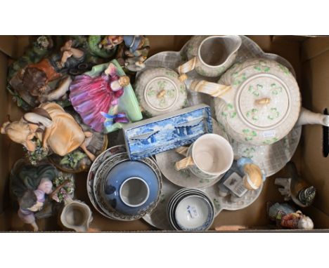 A quantity of mixed ceramics including two Royal Doulton figures 'Sweet and Twenty' HN1589 and 'Alice' HN2158, Royal Copenhag