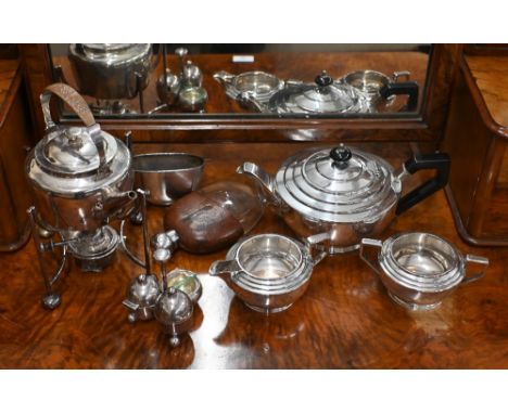 A Victorian ep kettle designed by Christopher Dresser for Hukin &amp; Heath no 2117,&nbsp;to/w&nbsp;a non-matching stand with