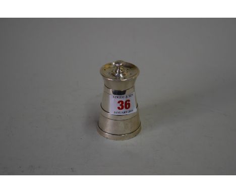An Edwardian silver and metal 'Peugeot' pepper grinder, by John Grinsell & Sons, Birmingham 1902, 8cm. Condition Report: Some