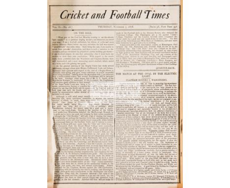 A rare bound volume of Cricket and Football Times,From Vol. II No.28 to No.48, 7 November 1878 to 27 March 1879, being winter