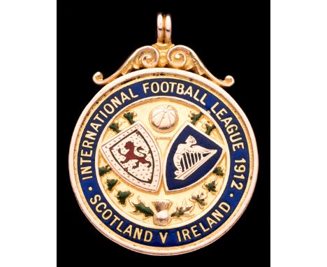 Jimmy Blair's 9ct. gold & enamel Scottish Football League v Irish Football League representative medal (when at Clyde),inscri